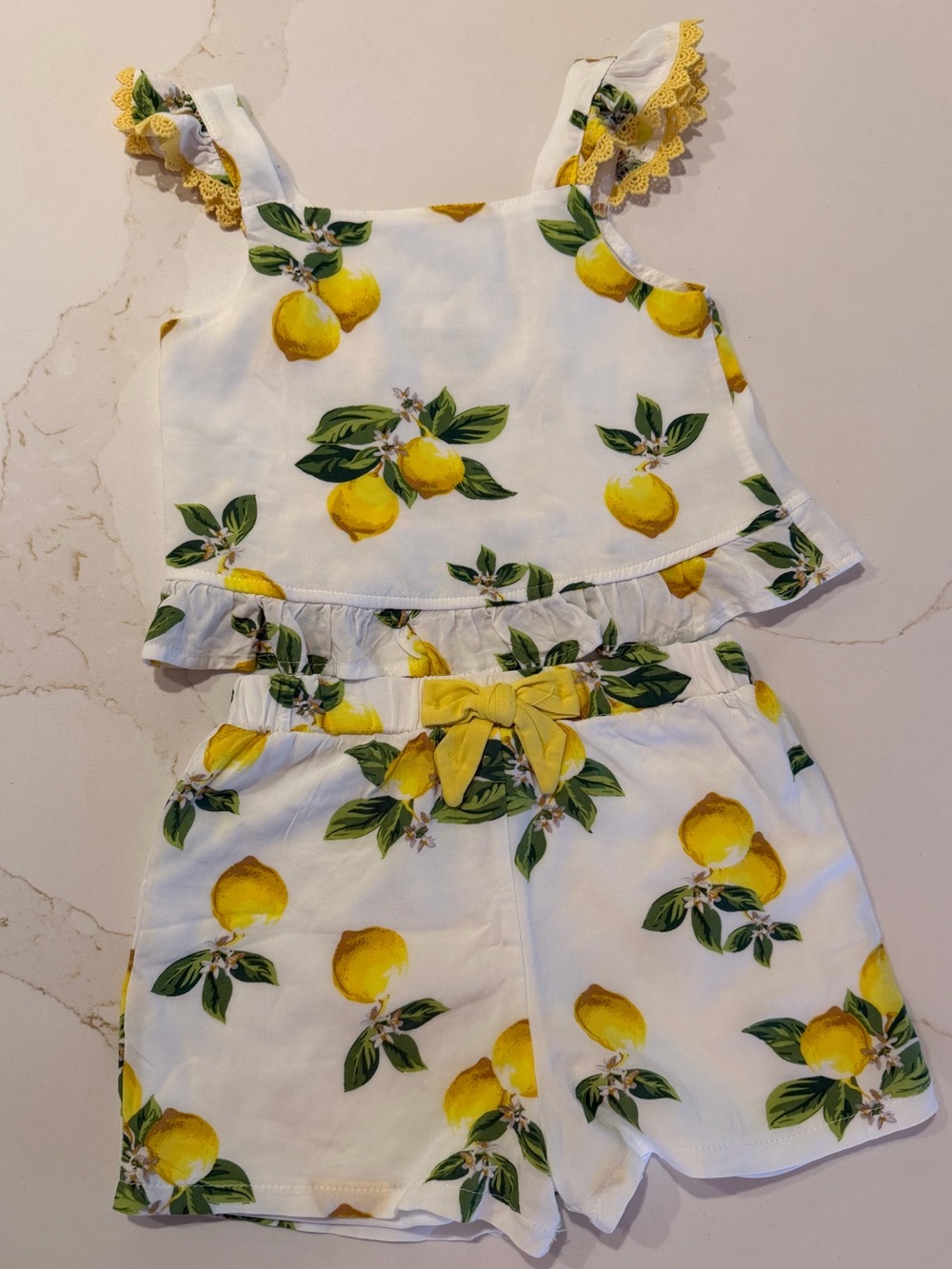 Rare Editions Lemon Print Matching Shorts Set - Toddler Girl 4T